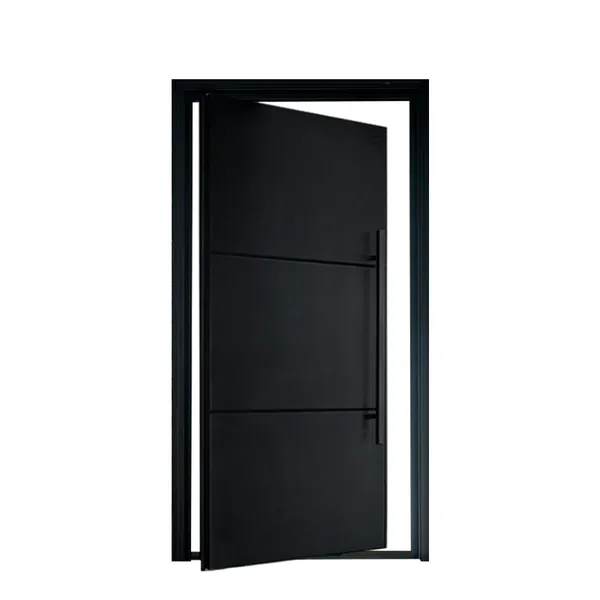 أبواب محورية أمامية للأمان، باب خشبي محوري من الألومنيوم الأسود، مدخل حديث