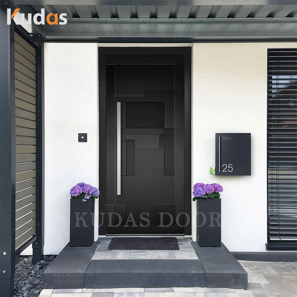 نموذج ثلاثي الأبعاد لمدخل المدخل، باب محوري خشبي، باب محوري مع قفل ذكي