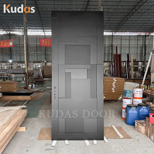 نموذج ثلاثي الأبعاد لمدخل المدخل، باب محوري خشبي، باب محوري مع قفل ذكي