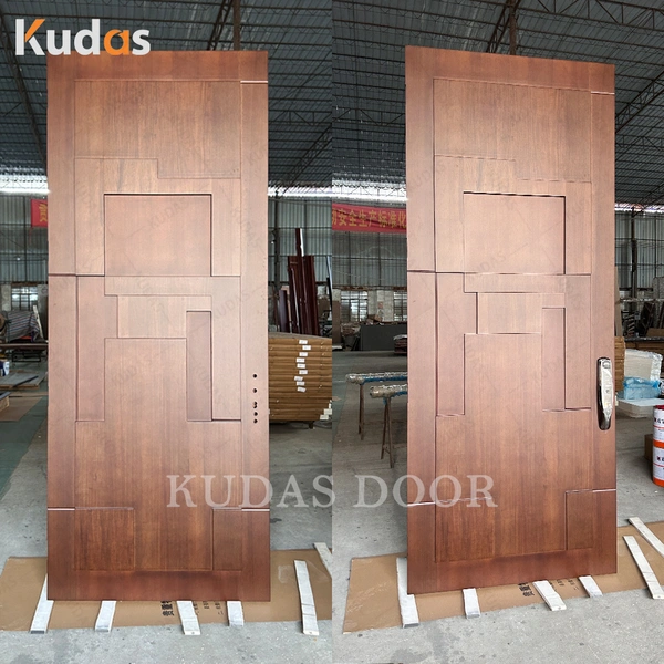 نموذج ثلاثي الأبعاد لمدخل المدخل، باب محوري خشبي، باب محوري مع قفل ذكي