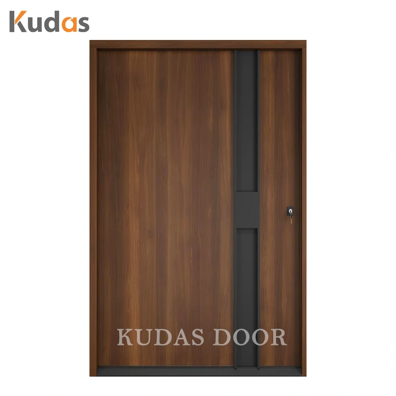 Front Entrance Exterior Solid Wooden Pivot Walnut Entry Door for Villa