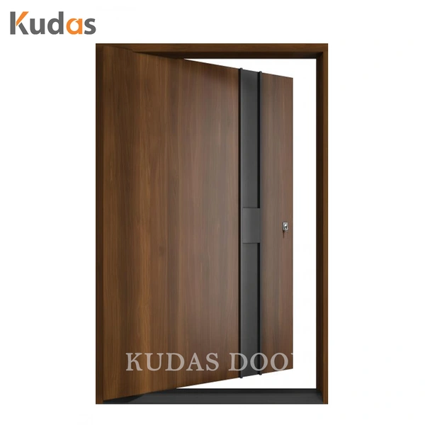 Front Entrance Exterior Solid Wooden Pivot Walnut Entry Door for Villa