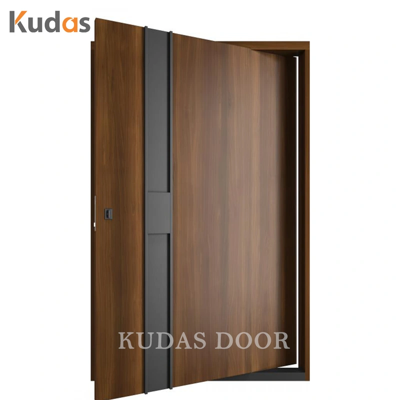 Front Entrance Exterior Solid Wooden Pivot Walnut Entry Door for Villa