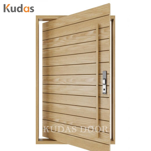 Steel exterior security front wooden entry aluminum pivot door