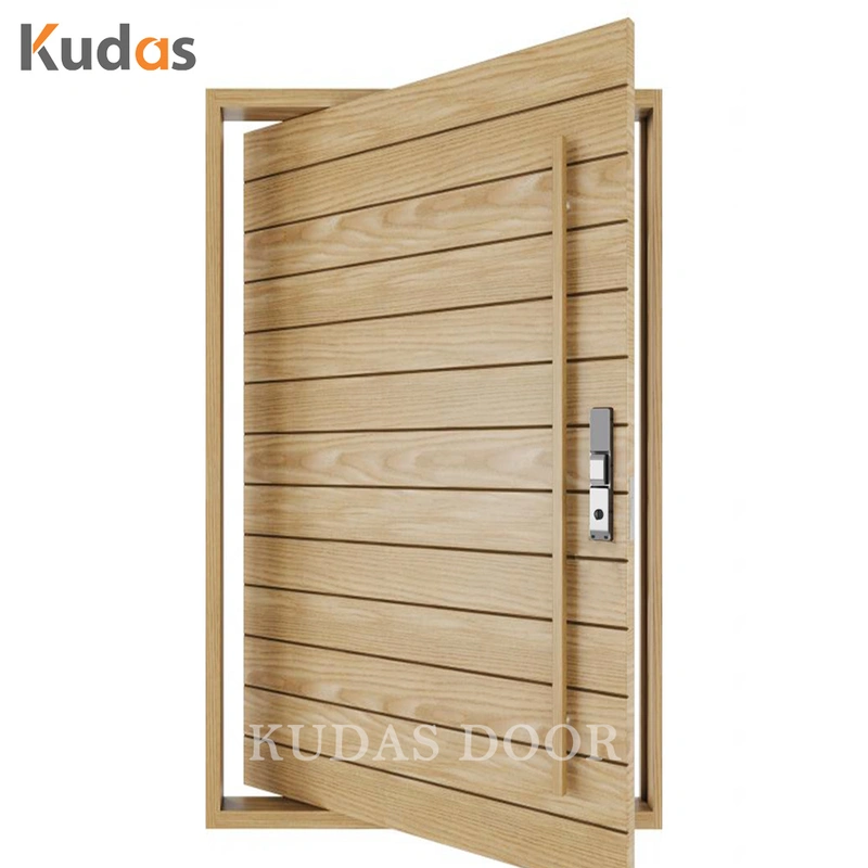 Steel exterior security front wooden entry aluminum pivot door