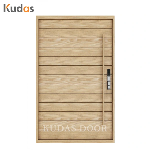 Steel exterior security front wooden entry aluminum pivot door