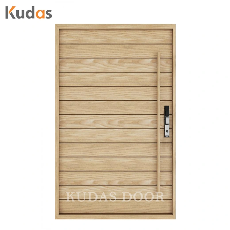 Steel exterior security front wooden entry aluminum pivot door