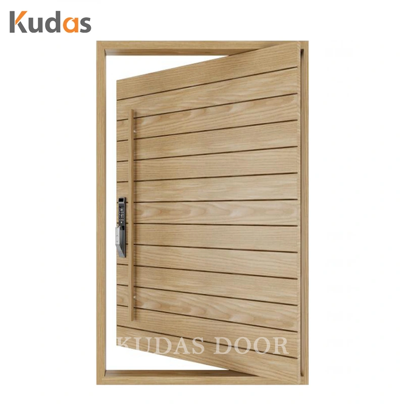Steel exterior security front wooden entry aluminum pivot door