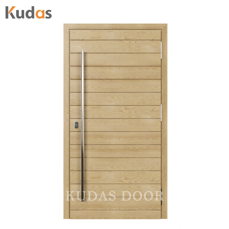 Steel exterior security front wooden entry aluminum pivot door
