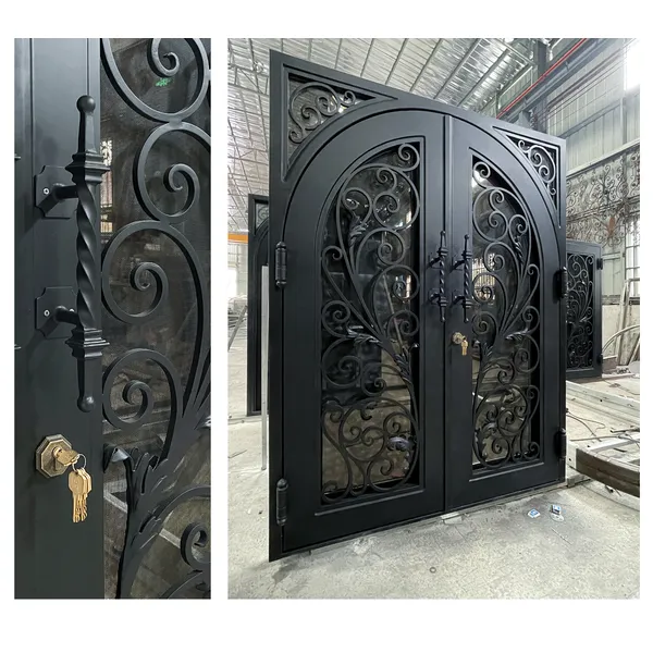 Factory Manufacture Exterior Rustic Wrought Iron Front Door