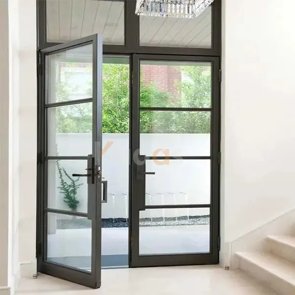 Arch Decorative Grille Double Wrought Iron Entrance Front Doors