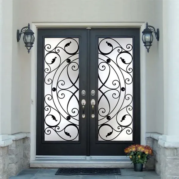 Outdoor Villa Cast Iron Security Metal Screen Iron French Wrought Door