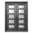 French Wrought Glass Double Main Entrance Front Iron Door