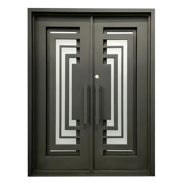 Grill design cheap decorative wrought iron door with french