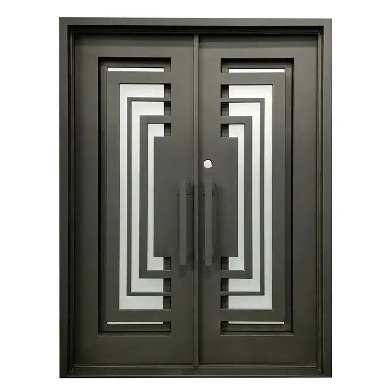Grill design cheap decorative wrought iron door with french