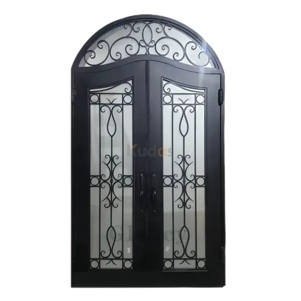 Security swing entrance iron gate exterior wrought iron french door