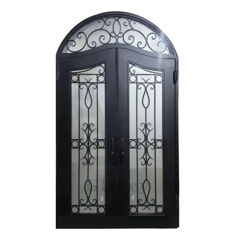 French Iron window exterior double front wrought iron entrance door