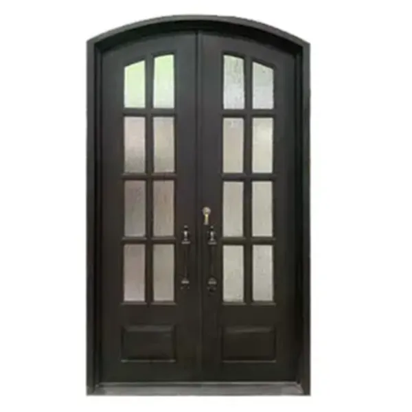 Modern Exterior Iron Arches Double Front Main Wrought Exterior Door 