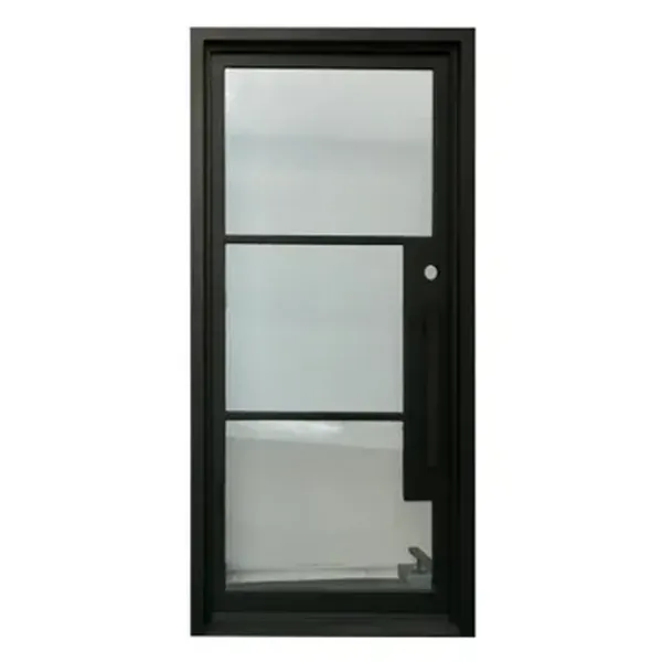 Single Front Entry Wrought Iron Door With Matt Black Finish