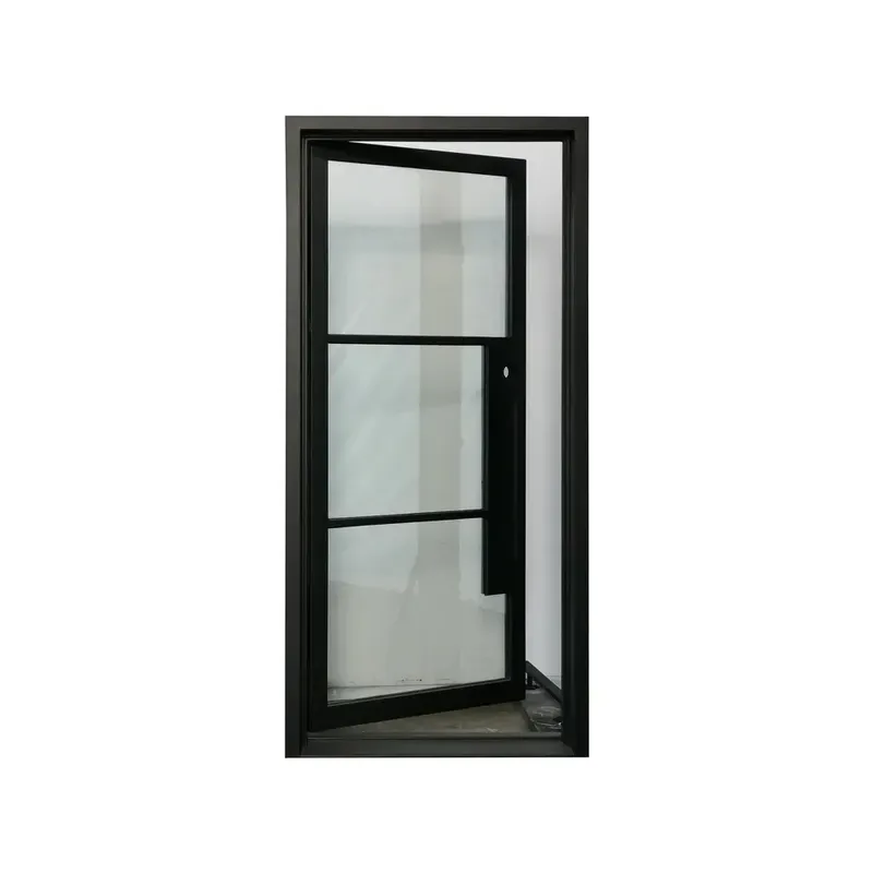 Single Front Entry Wrought Iron Door With Matt Black Finish