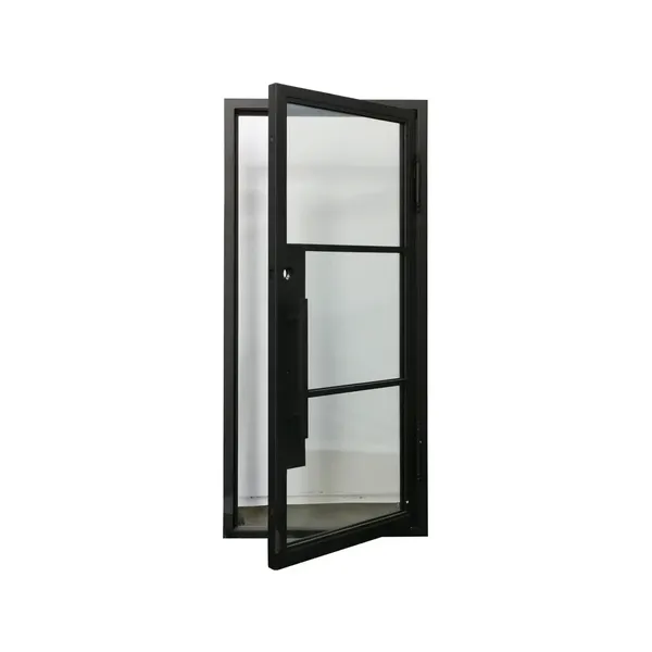 Single Front Entry Wrought Iron Door With Matt Black Finish