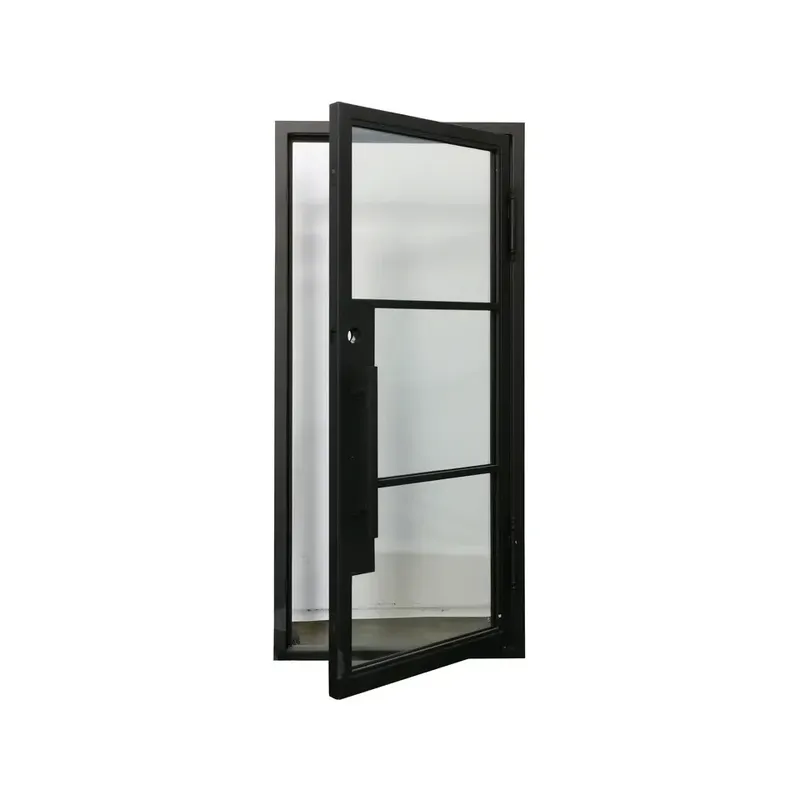 Single Front Entry Wrought Iron Door With Matt Black Finish