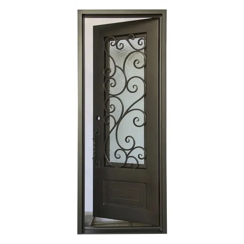 European Main Security Front Entrance Gate Double Wrought Iron Doors