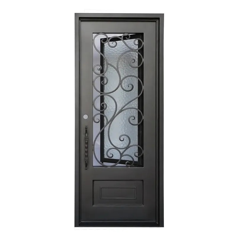 European Main Security Front Entrance Gate Double Wrought Iron Doors