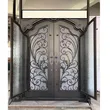 Exterior Front Steel Metal Doors Wrought Iron Door With Glass