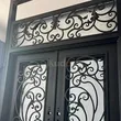 Exterior Front Steel Metal Doors Wrought Iron Door With Glass