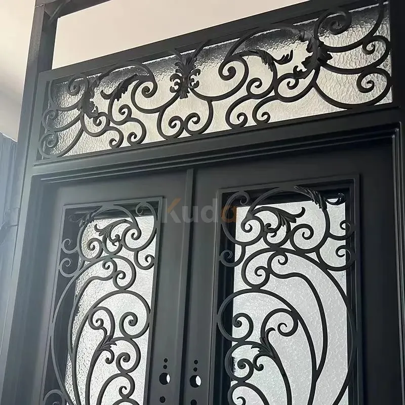 Exterior Front Steel Metal Doors Wrought Iron Door With Glass