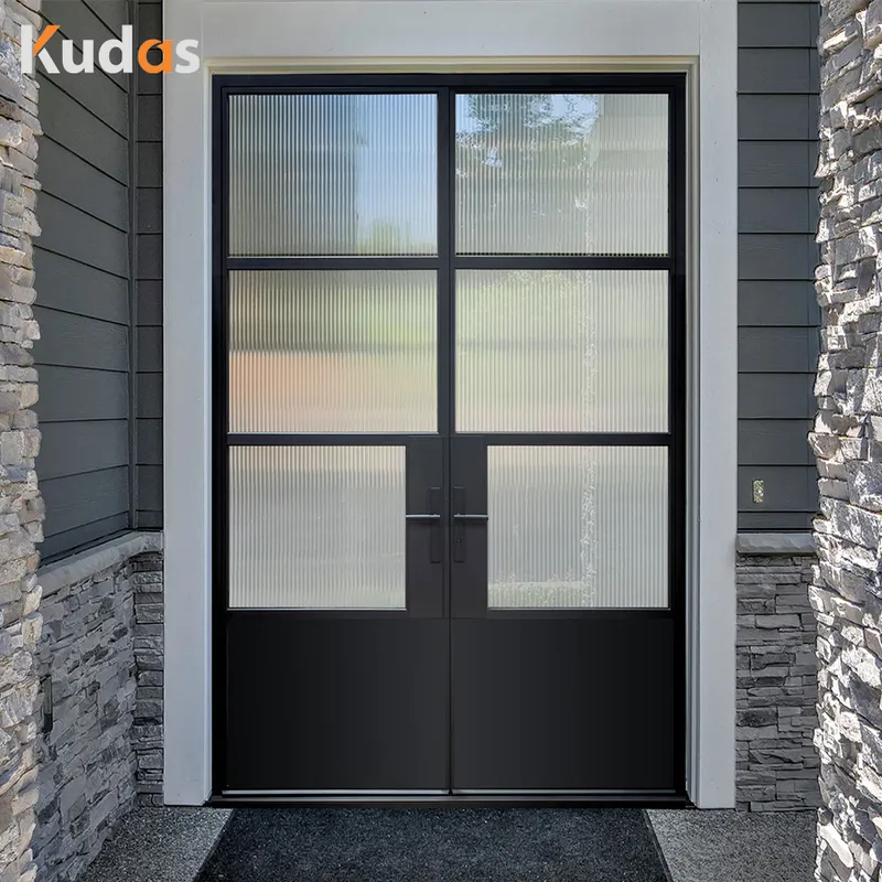 French Iron window exterior front wrought iron frame entrance door