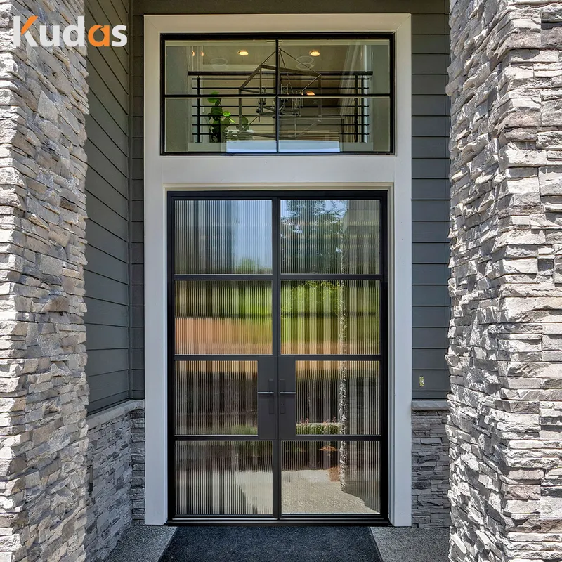 French Iron window exterior front wrought iron frame entrance door