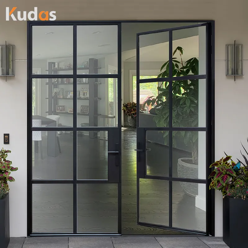Security swing entrance exterior wrought iron door for houses