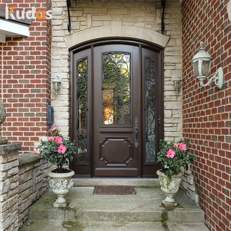 Customized Front Exterior Swing Door Wooden Doors with Sealing Strips