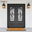 Wrought Double Swing Clear Tinted Tempered Glass Simple iron door