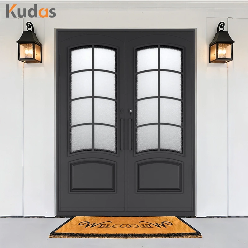Home Wrought Iron Steel Metal Entry Double Cast Iron Door