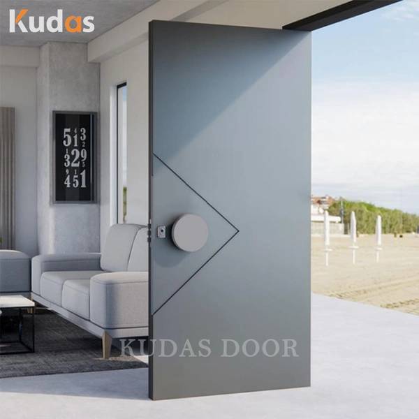 Entrance Security Metal Stainless Steel Modern Wooden Pivot Door
