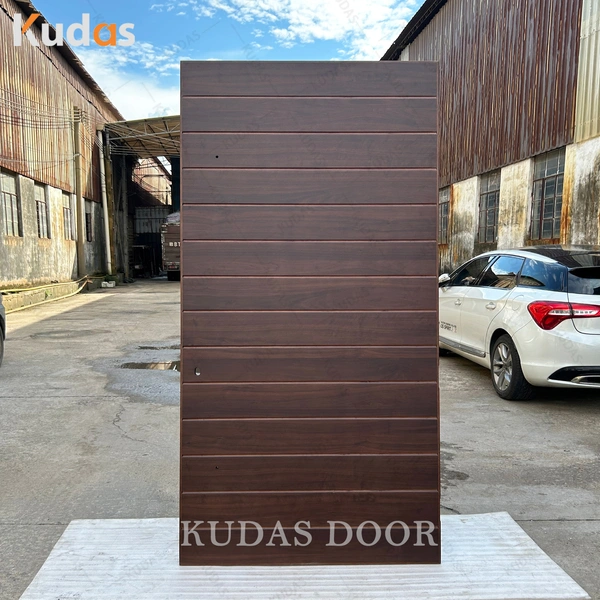 أبواب دخول خشبية محورية رئيسية من الخشب الصلب بتصميم حديث مع قفل ذكي