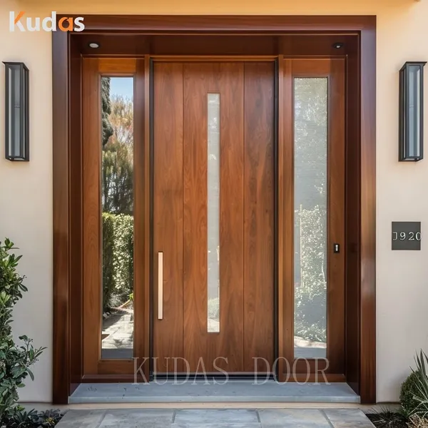 Entrance Wooden Pivot Door Exterior Solid Core Double Swing Doors