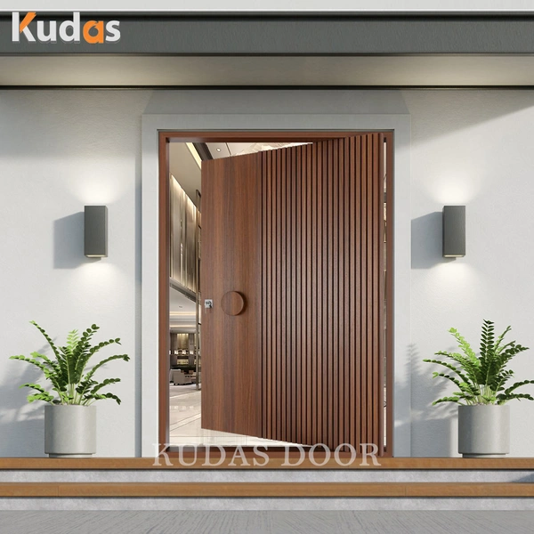 Modern Front Entrance Exterior Solid Wooden Pivot Entry Door for Villa
