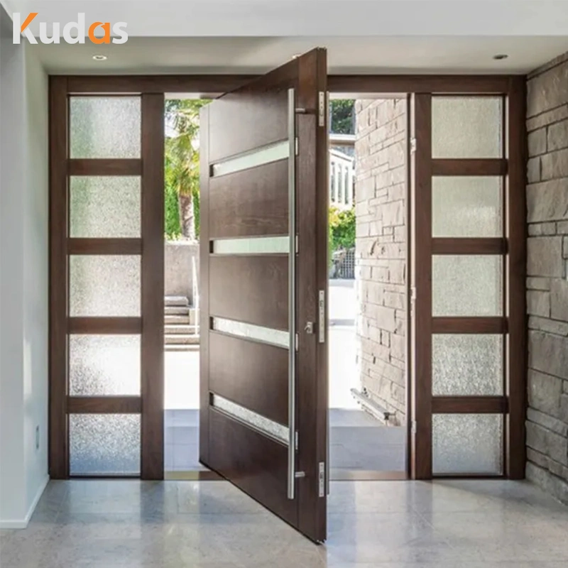 Waterproof Exterior Luxury Front Wood Timber Pivot Solid Core Door