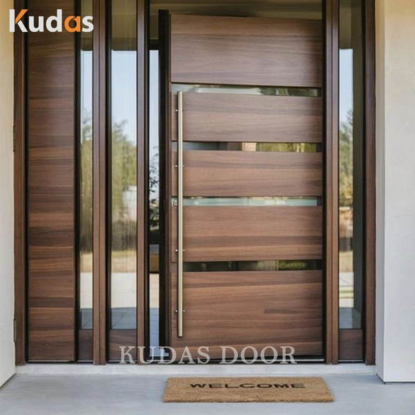 Waterproof Exterior Luxury Front Wood Timber Pivot Solid Core Door