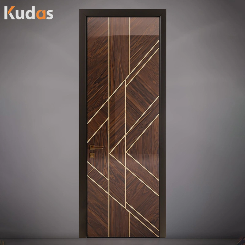 Solid Core Wooden Grain Design Interior Room Prehung Wood Door