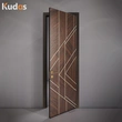 Solid Core Wooden Grain Design Interior Room Prehung Wood Door