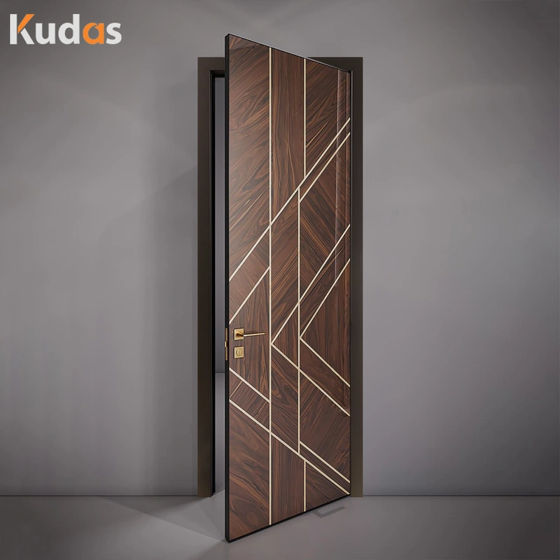 Solid Core Wooden Grain Design Interior Room Prehung Wood Door