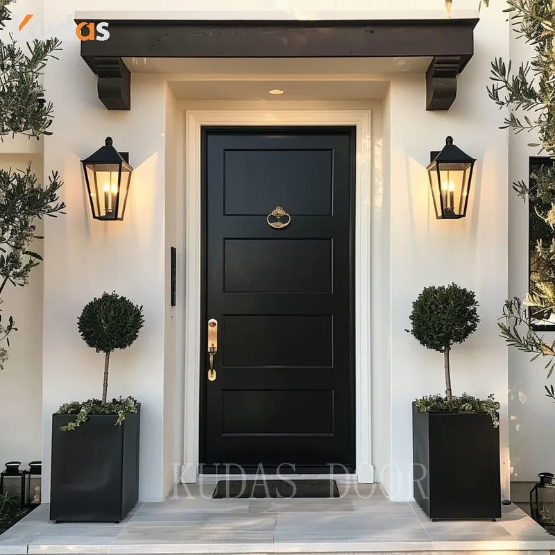 Front Main Exterior Doors External Wooden Black Timber Entry Door