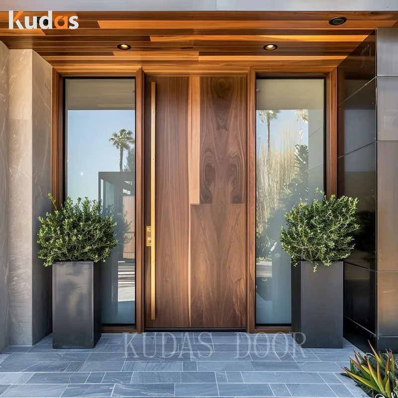 Soundproof security casement doors main modern entrance wooden door