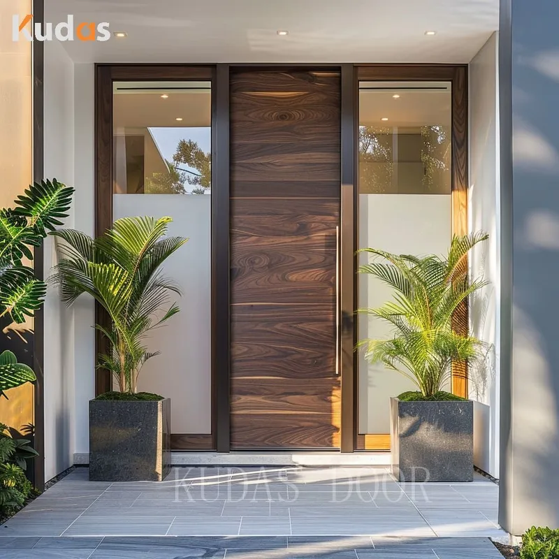 Villa Front Exterior Teak Wooden Front Entry Modern Pivot Wood Door