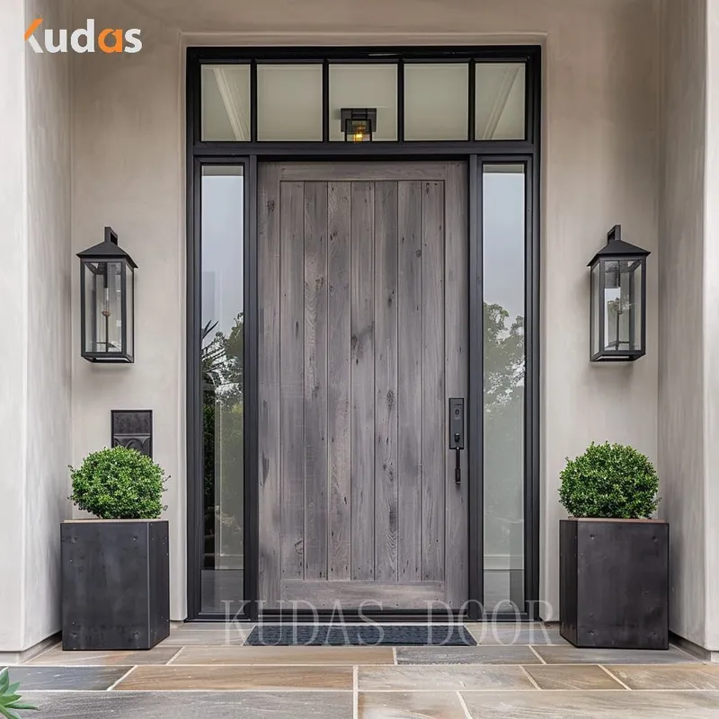 External Contemporary  Front Entrance Pivot Teak Wood Main Door